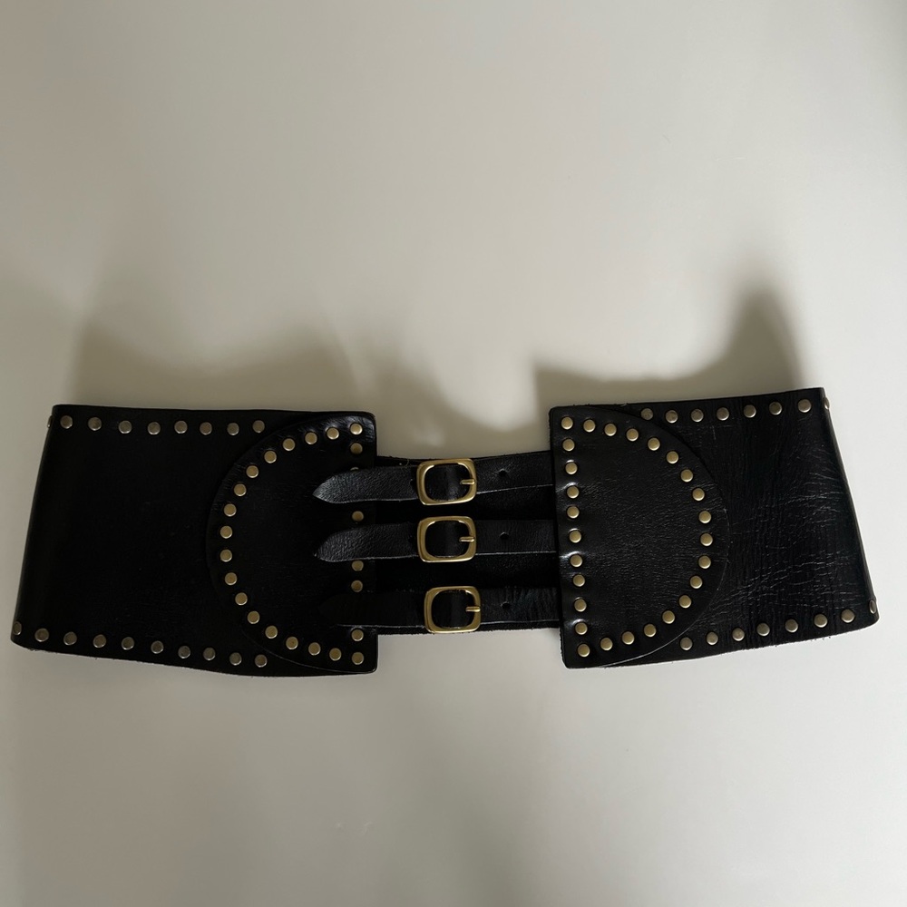 Linea Pelle Corset Wide hard Leather studded Belt L